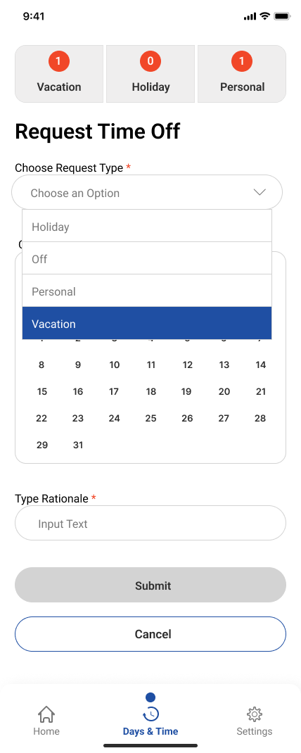 Screen design displayed in a mockup