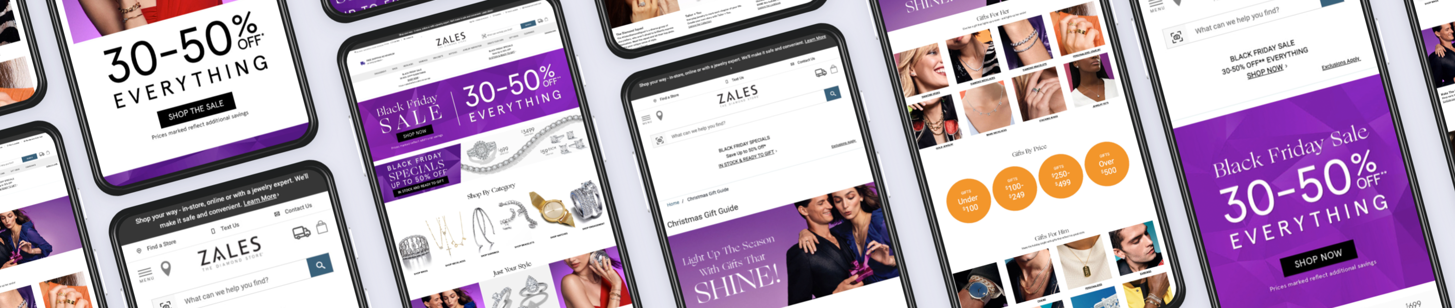 Zales.com Holiday promo Campaign shown on Mobile device