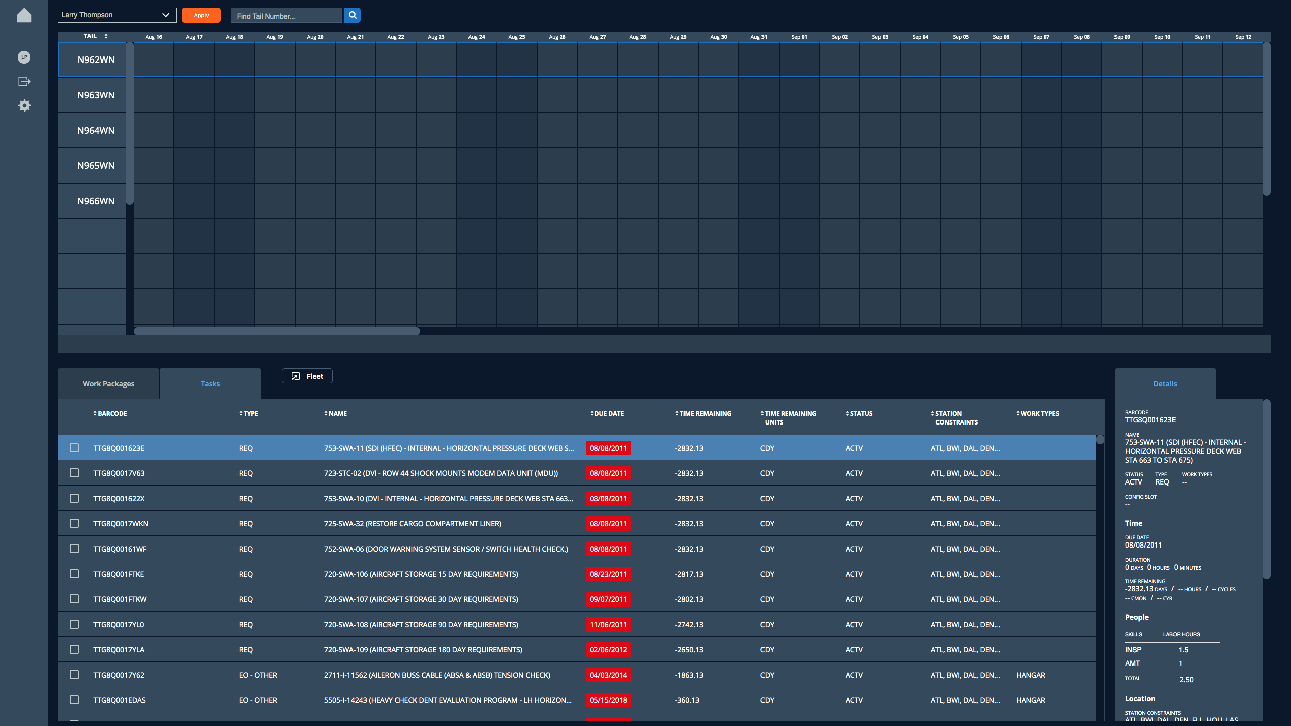 View of new line planner application with no packages in view
