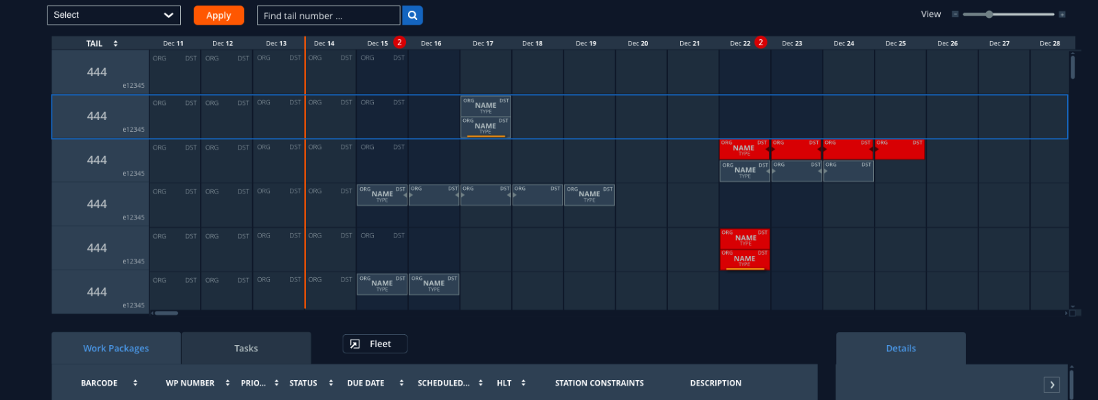View of new line planner application