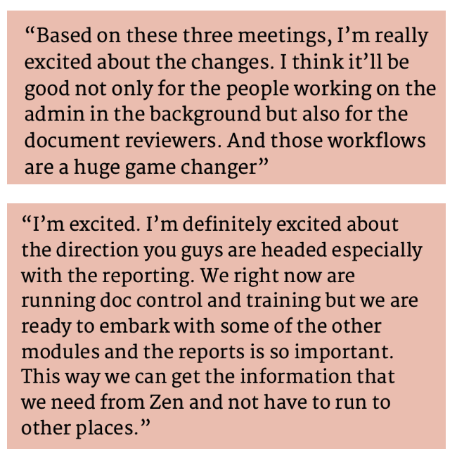 Positive quotes from users during testing