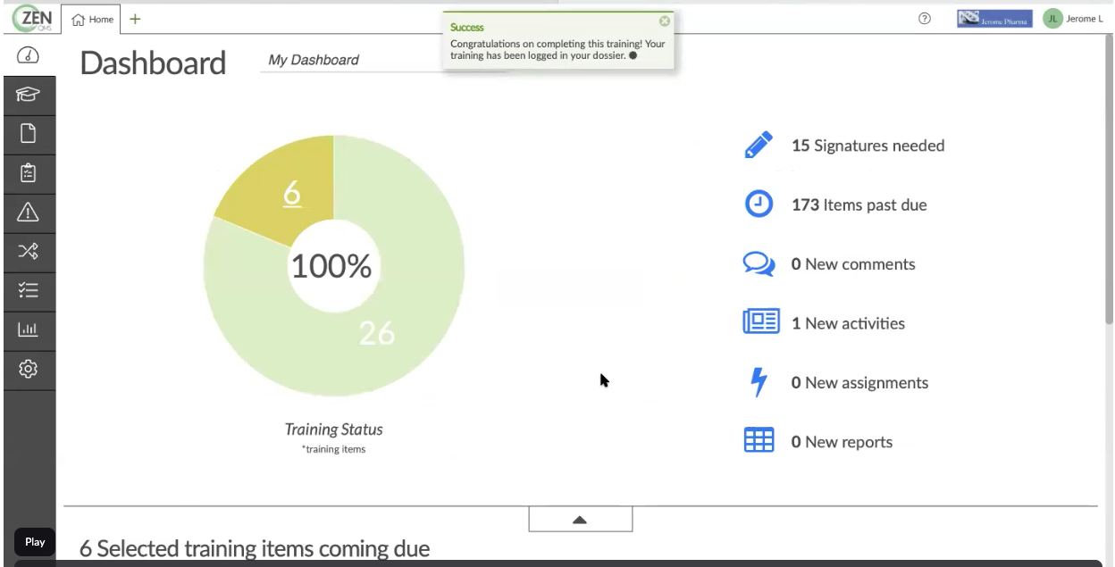 Example of the legacy dashboard