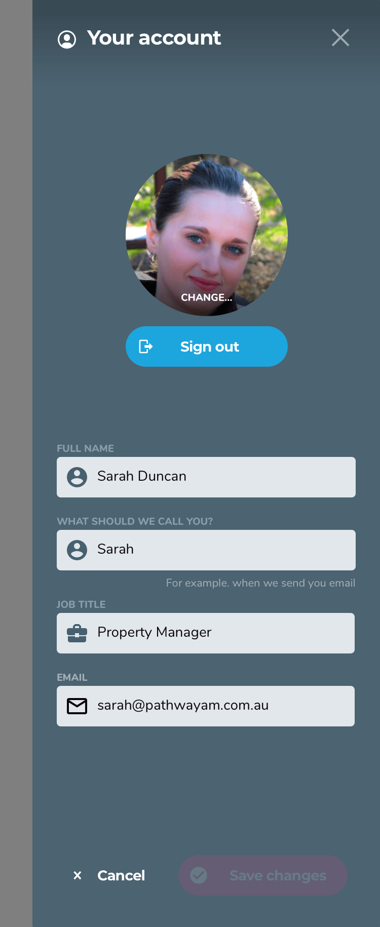 Screen design displayed in a mockup