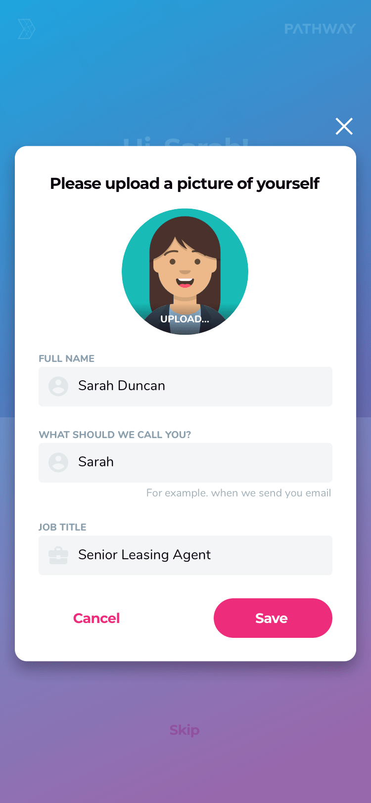Screen design displayed in a mockup