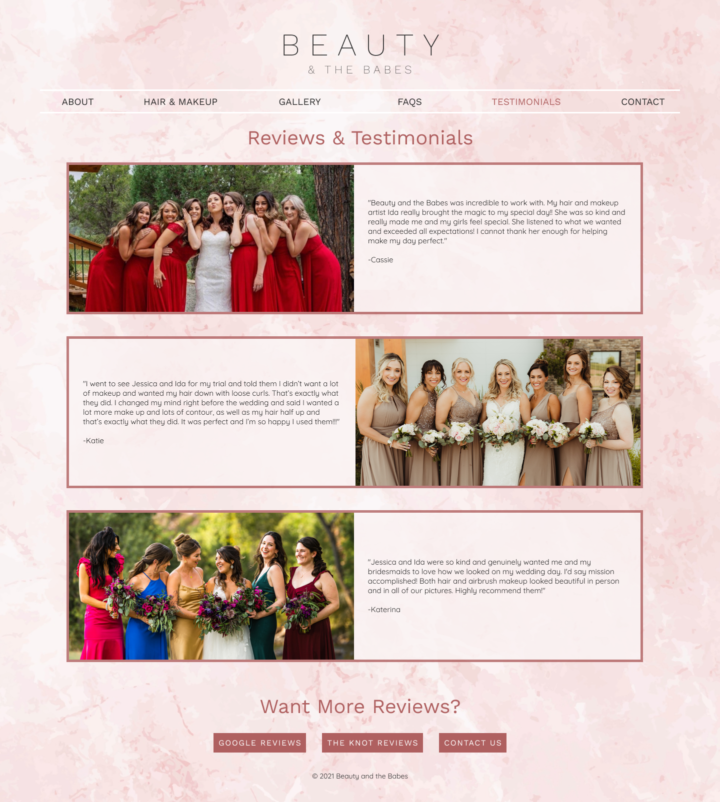 Revised testimonials page