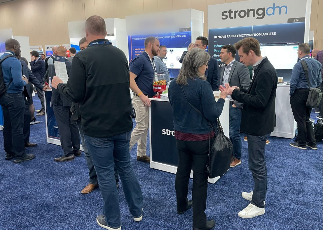 StrongDM booth at the Gartner IAM Conference, March 2023
