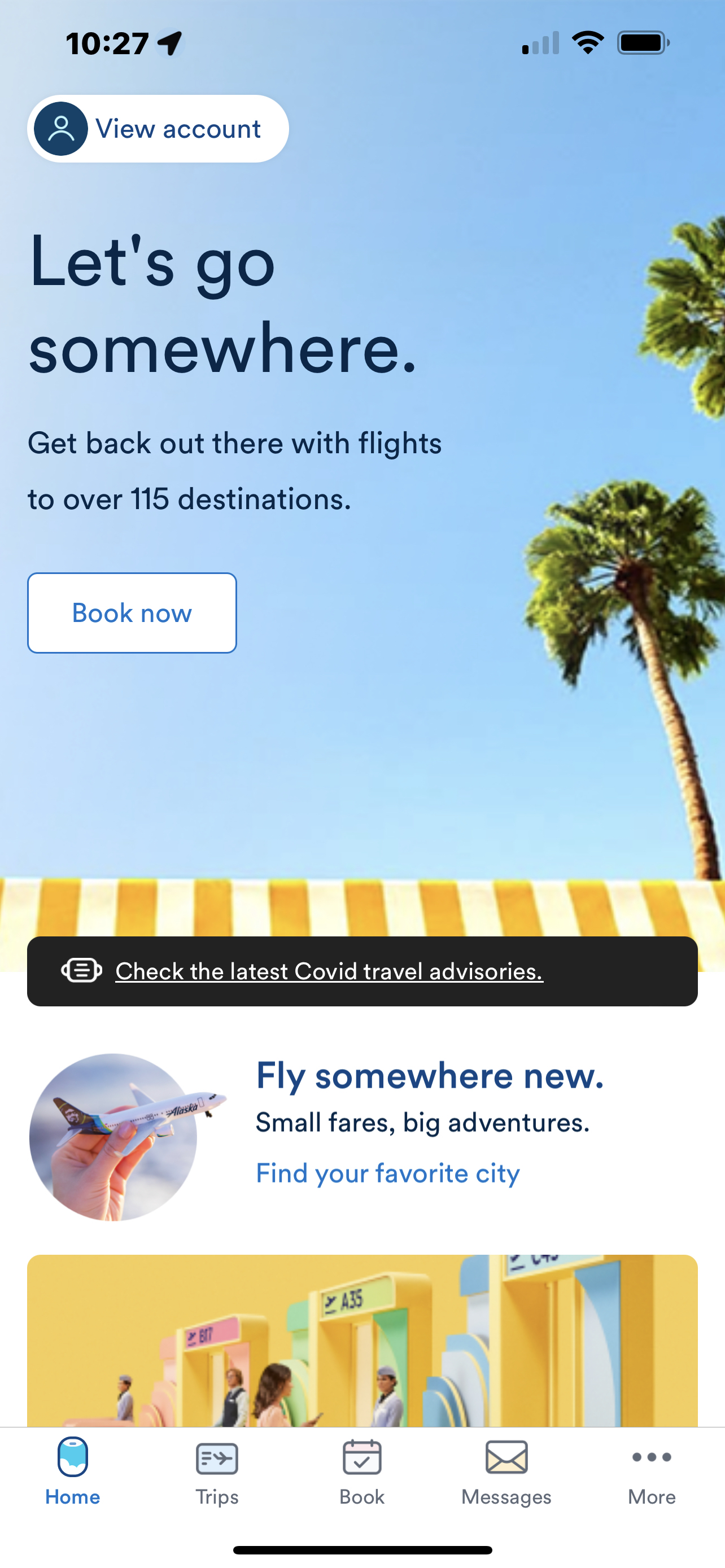 Alaska Airlines Mobile App Homescreen