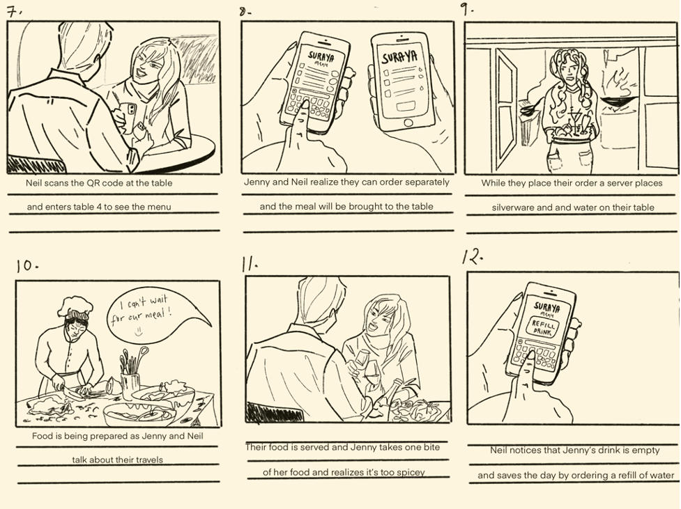 Pandemic Dining: Storyboarding and Wire-framing