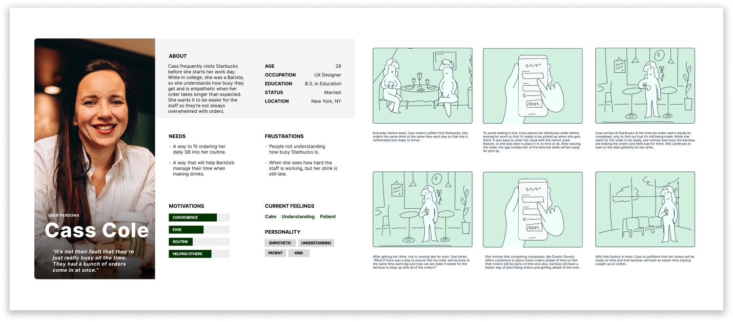 Storyboard Finding: Some Starbucks customers felt bad for barista's and could be empathetic with the understaffing, high demand and long wait-times. While this is something they could be understanding of, they would still appreciate a way to fit ordering Starbucks into their routines. 