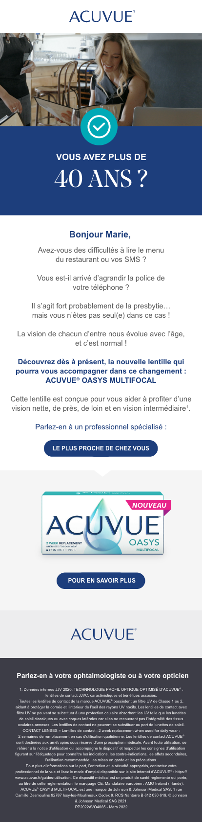 Newsletters for ACUVUE® FRANCE