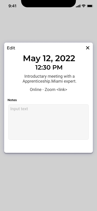 Screen design displayed in a mockup