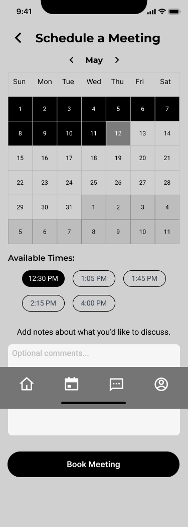 Screen design displayed in a mockup