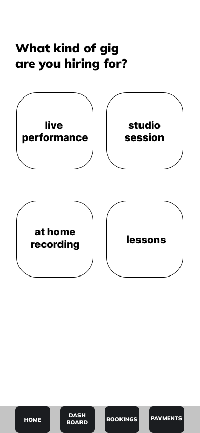 Designing a gig booking flow for a networking app for musicians