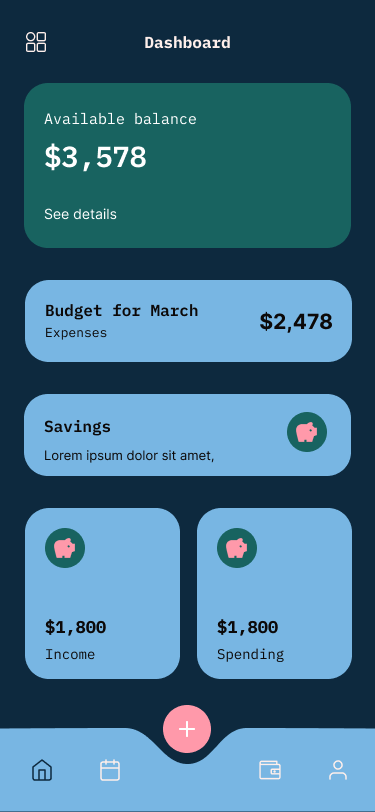 Concept design for a budgeting app