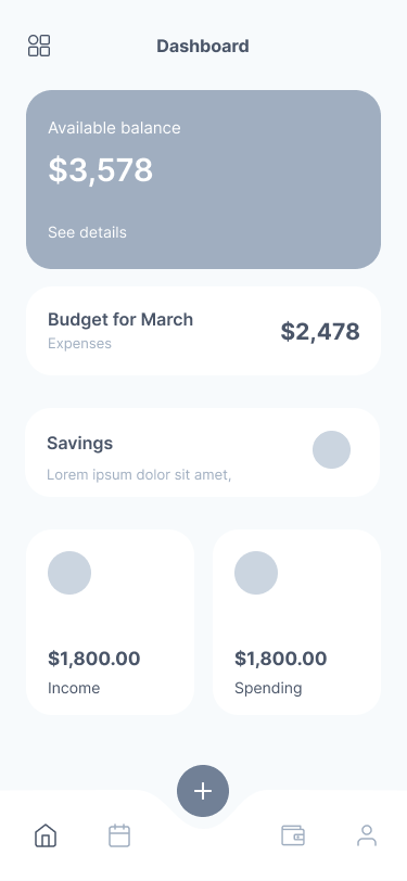 Concept design for a budgeting app