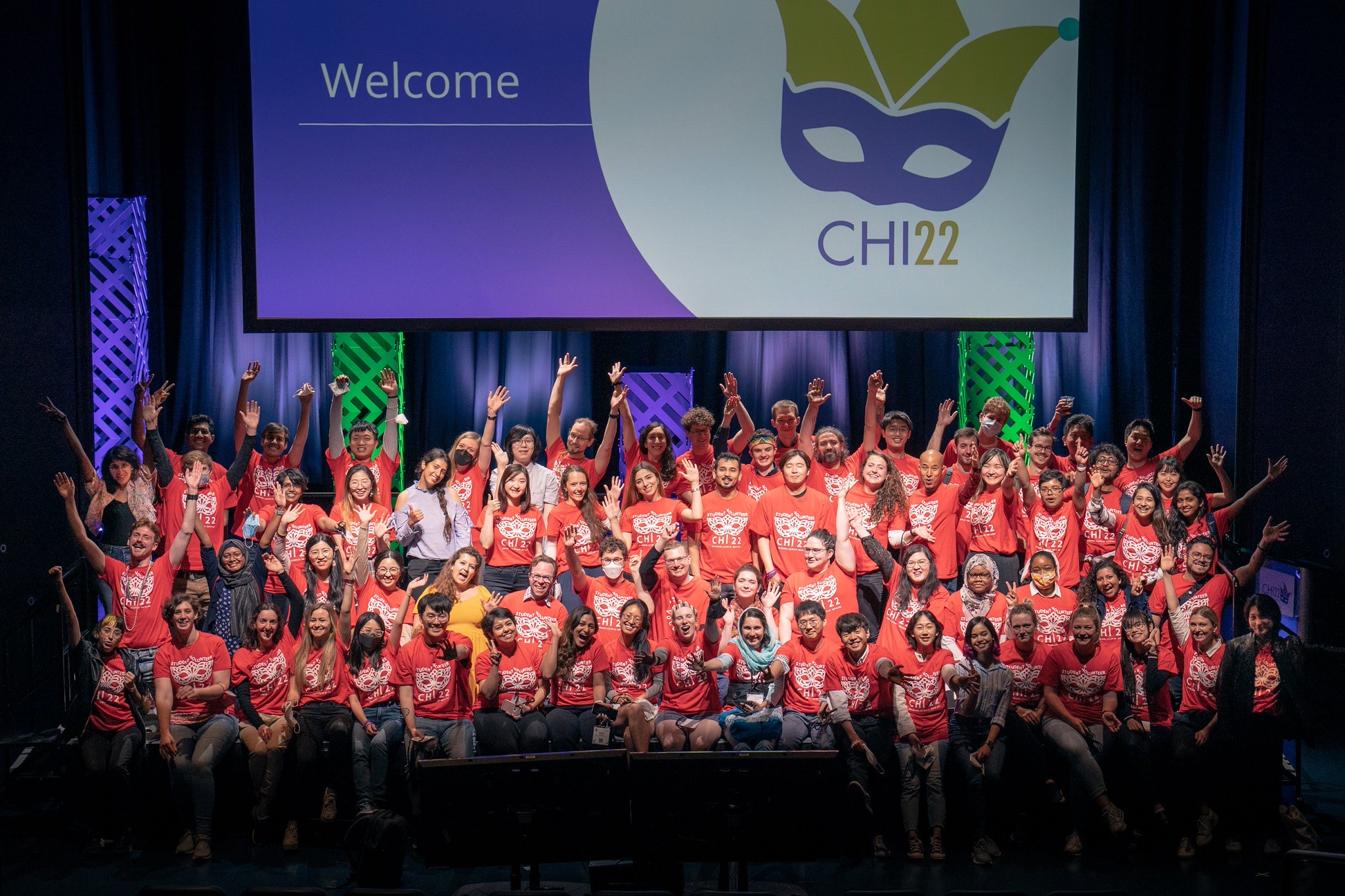 Me (second line, third one from left) as an in-person student volunteer at ACM CHI 2022 in New Orleans