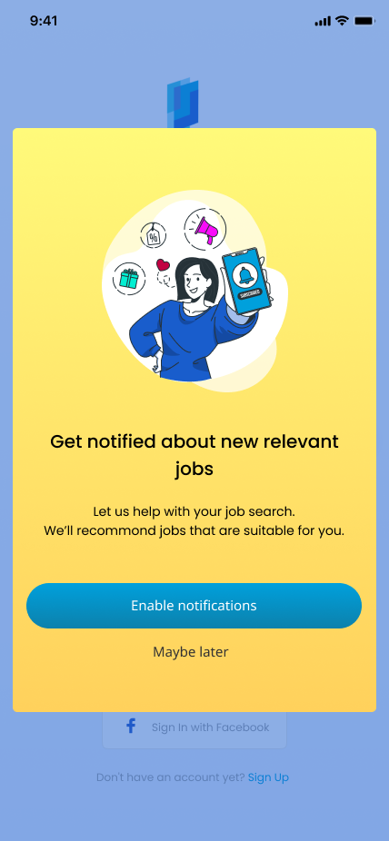Screen design displayed in a mockup