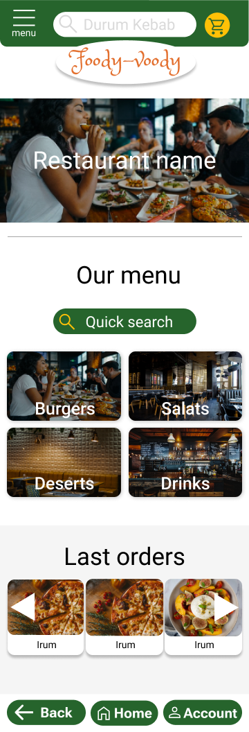 Screen design displayed in a mockup