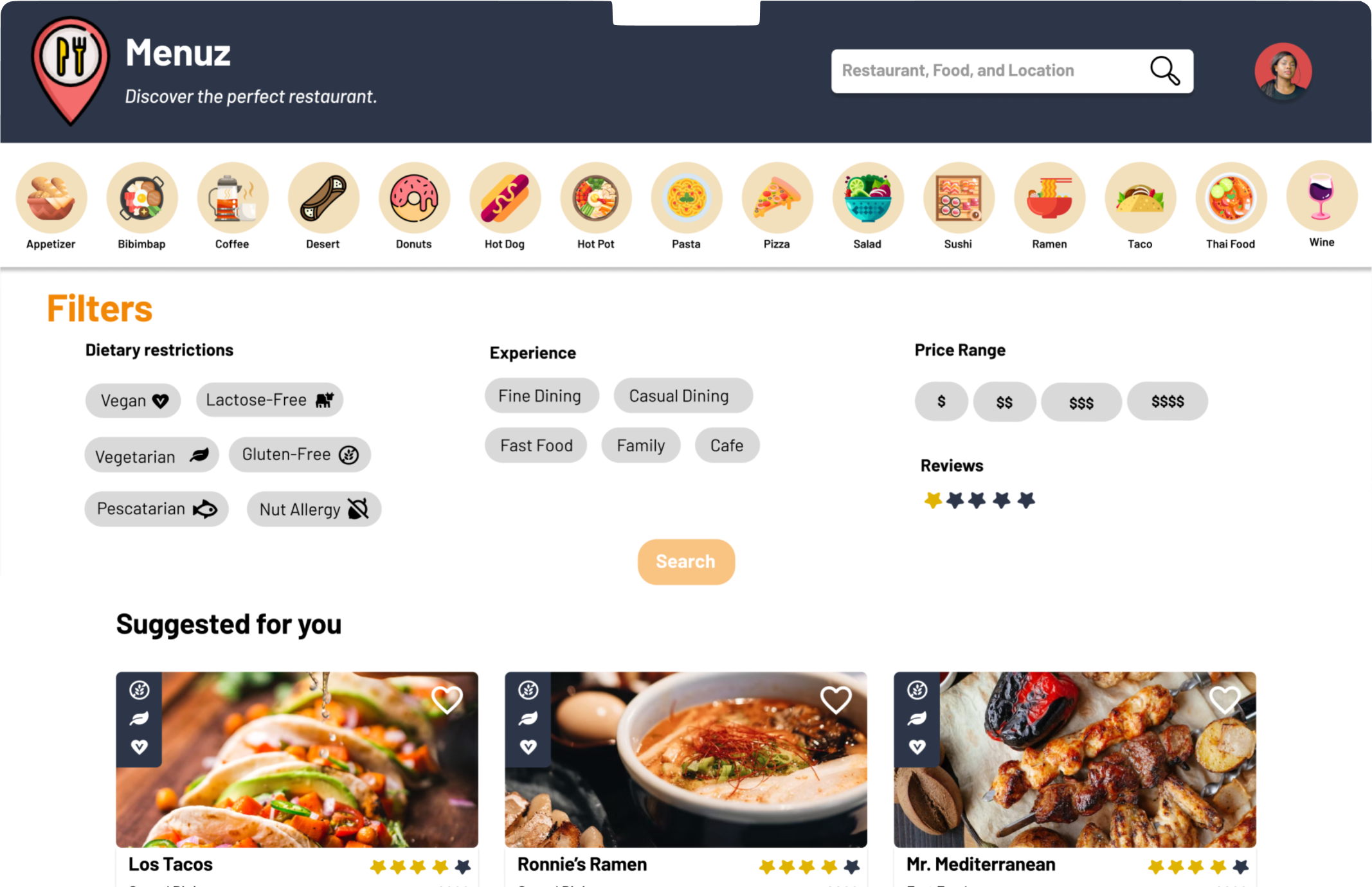 Screen design displayed in a mockup