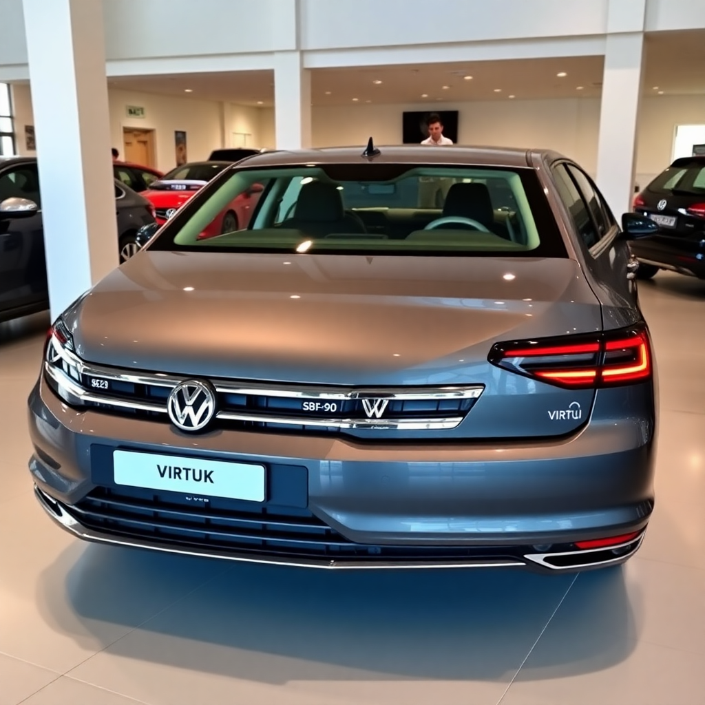 Volkswagen Virtus sedan 2023 gray, professional car photography, showroom quality