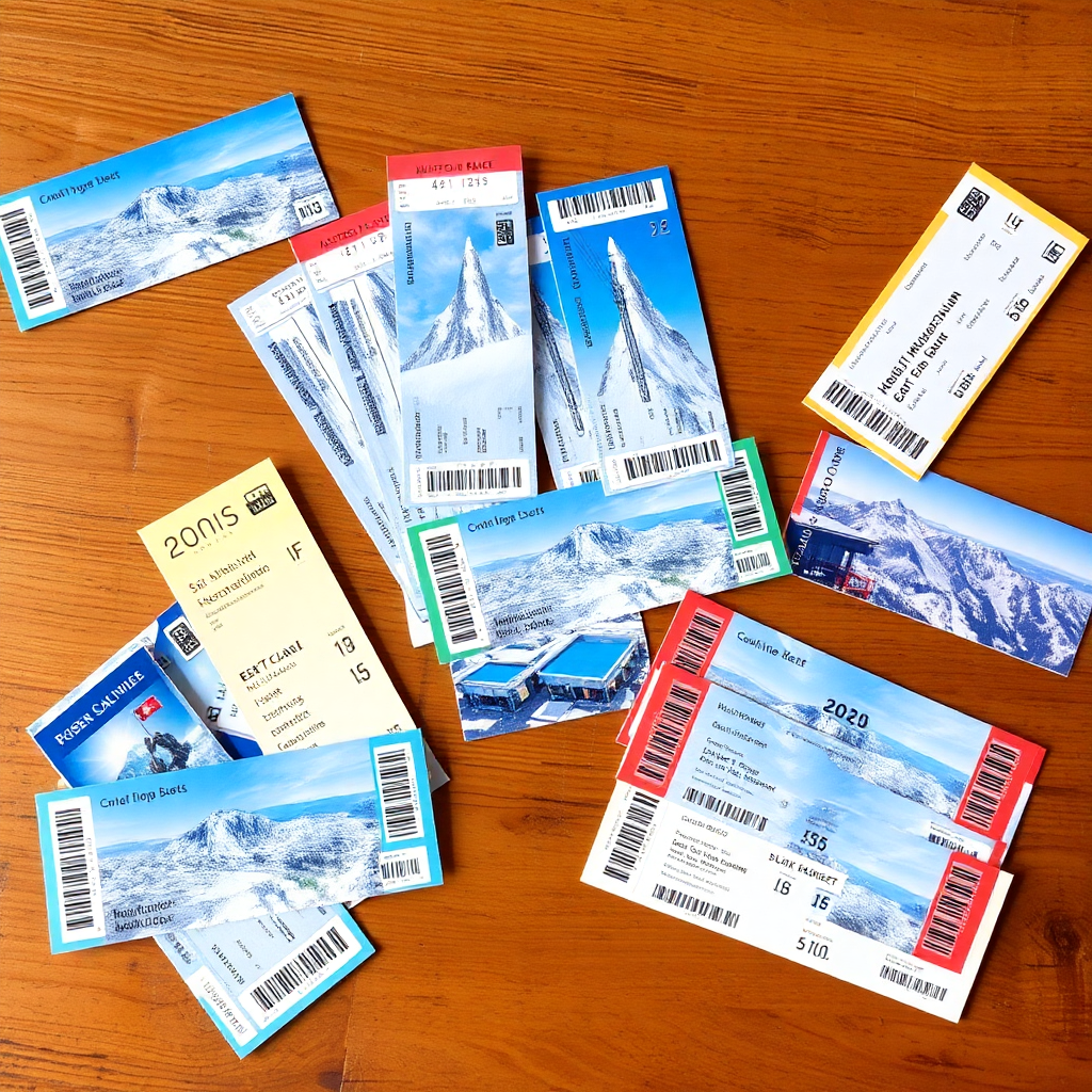 collection of colorful ski lift tickets