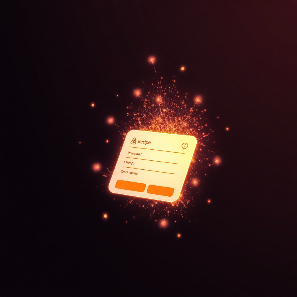 AI magic sparkles with recipe card being processed