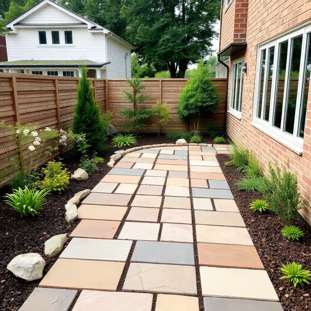 garden landscaping and paving project with stones