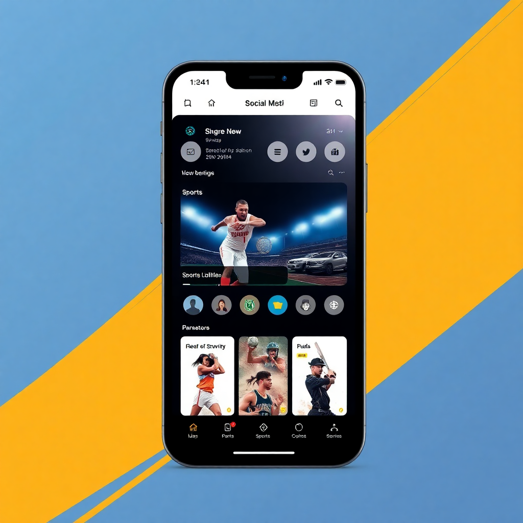 sports social media app, athletic community platform, sports networking interface, advanced technology features