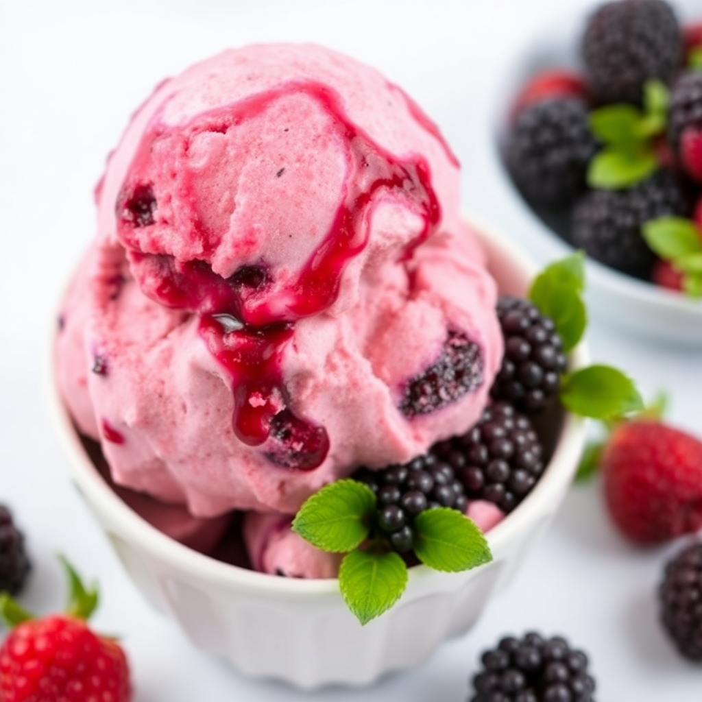 scoop of blackberry cheesecake ice cream