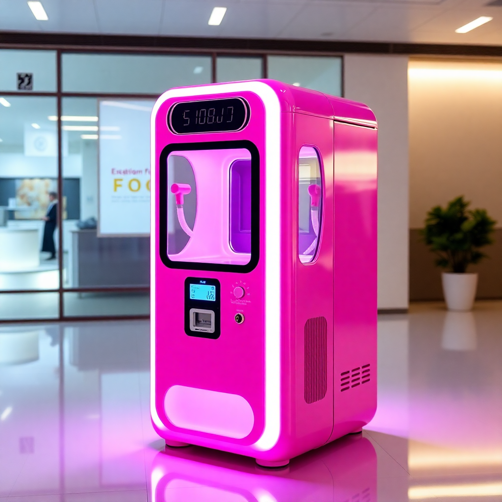 Machine gashapon rose moderne avec écran lumineux