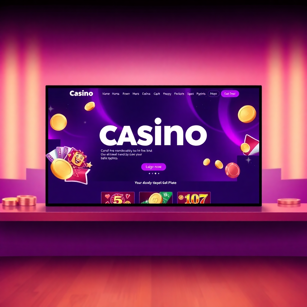 casino website hero banner purple theme futuristic ui