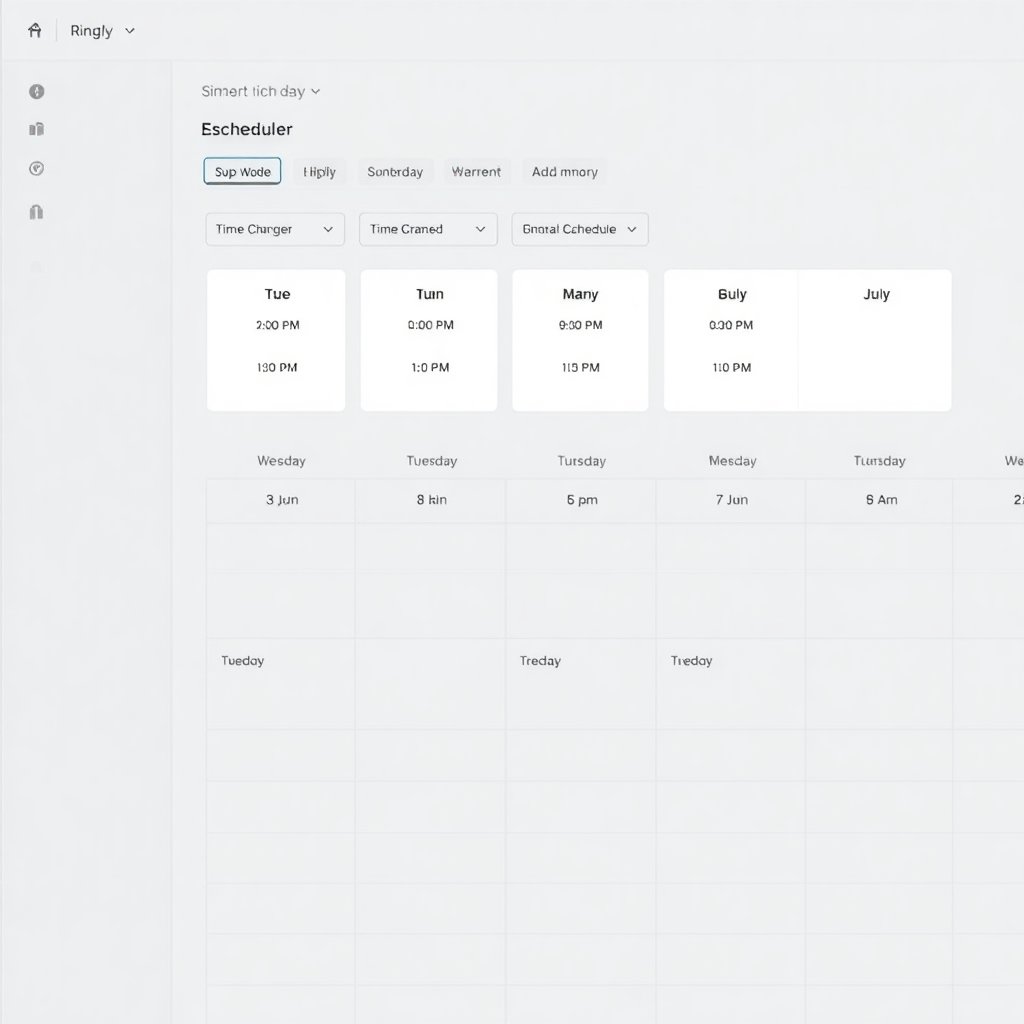 RingLy schedule builder interface showing time picker and weekly schedule grid