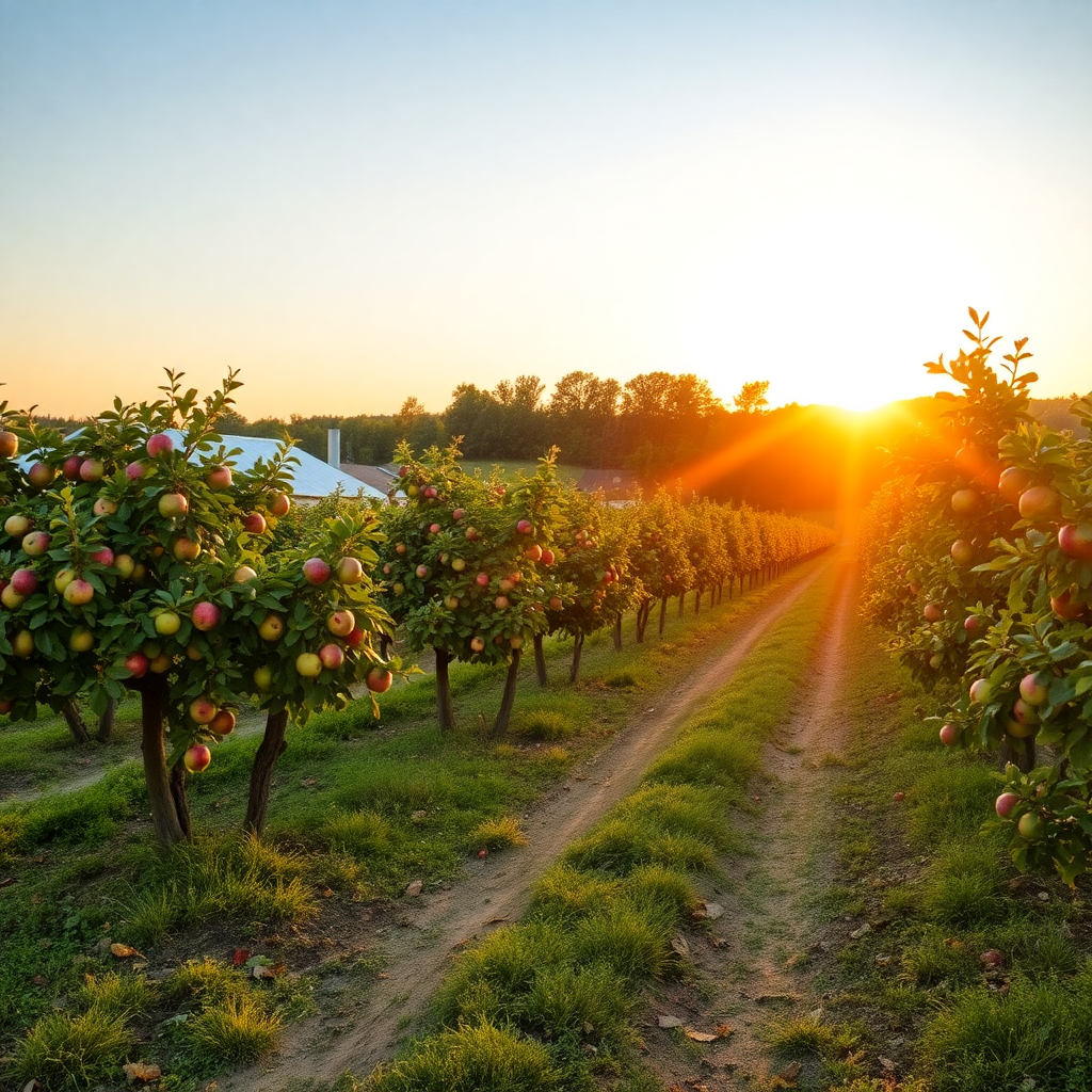 apple orchard countryside farm rustic traditional harvest golden hour