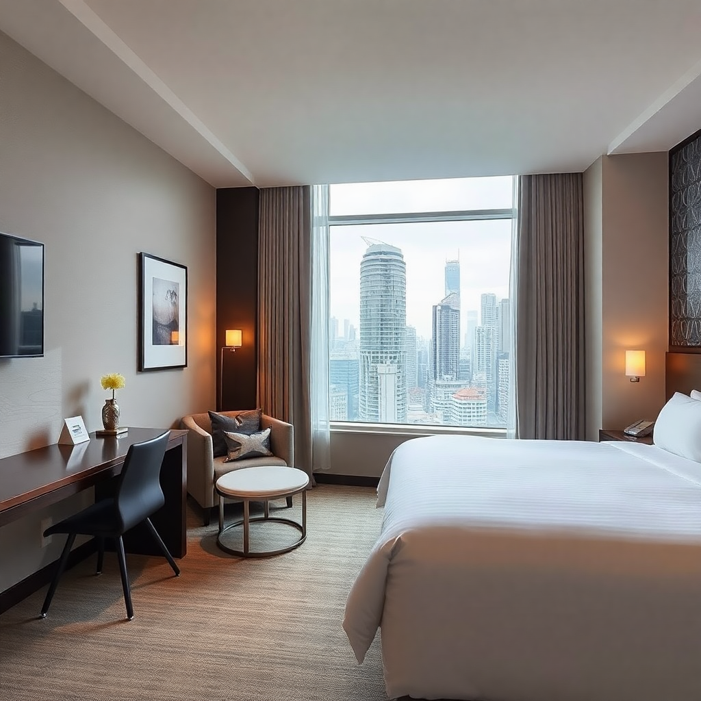 modern hotel room in shibuya tokyo, city view, luxury interior