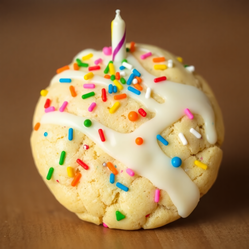 Birthday cake funfetti cookie with rainbow sprinkles and white chocolate