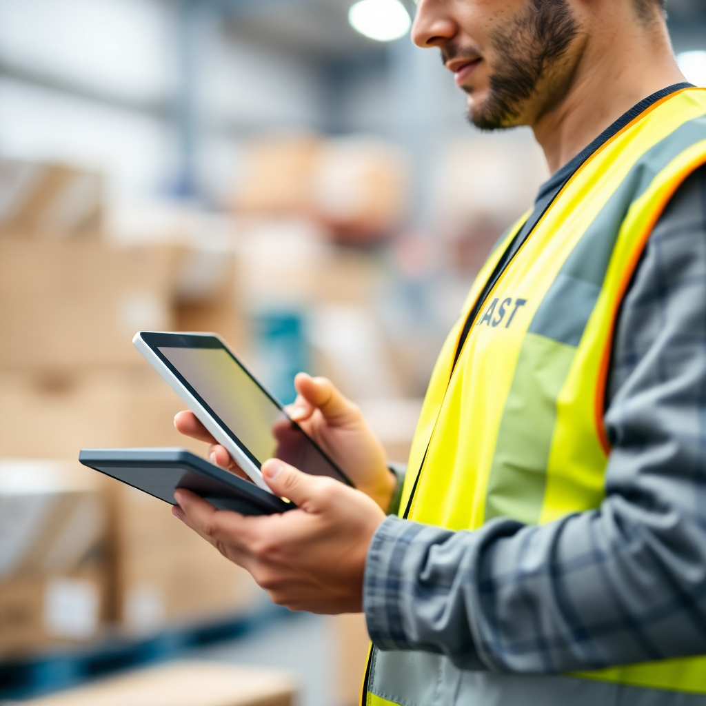 Travailleur scannant un colis