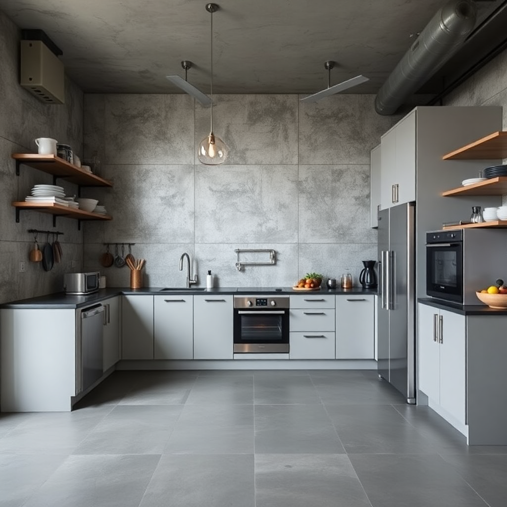 kitchen with concrete tiles