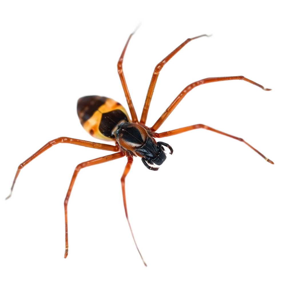 brown recluse spider with violin marking on white background, extreme macro photography