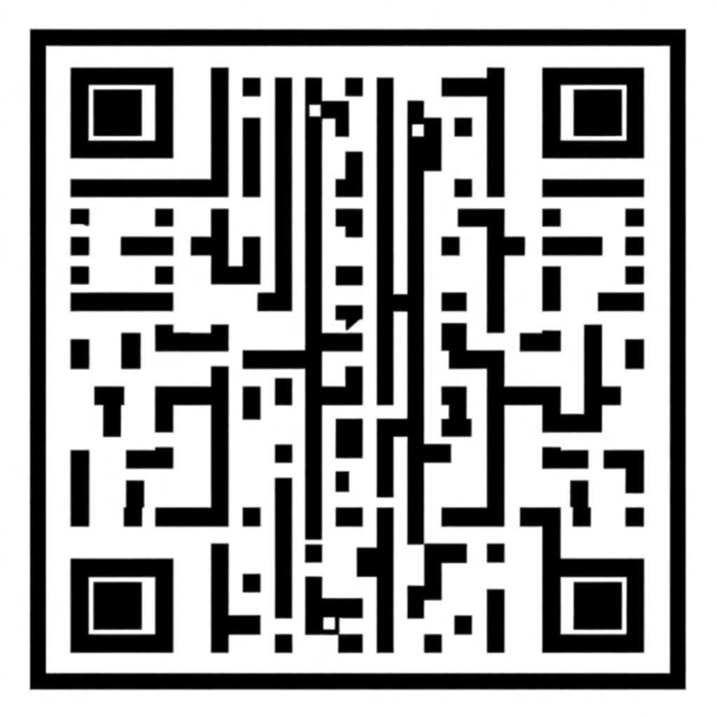 medical appointment QR code, black and white, square barcode, clean design
