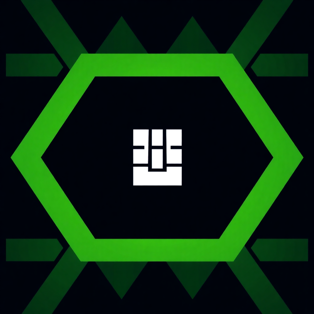 abstract geometric patterns with green accents on dark background, modern minimalist branding design