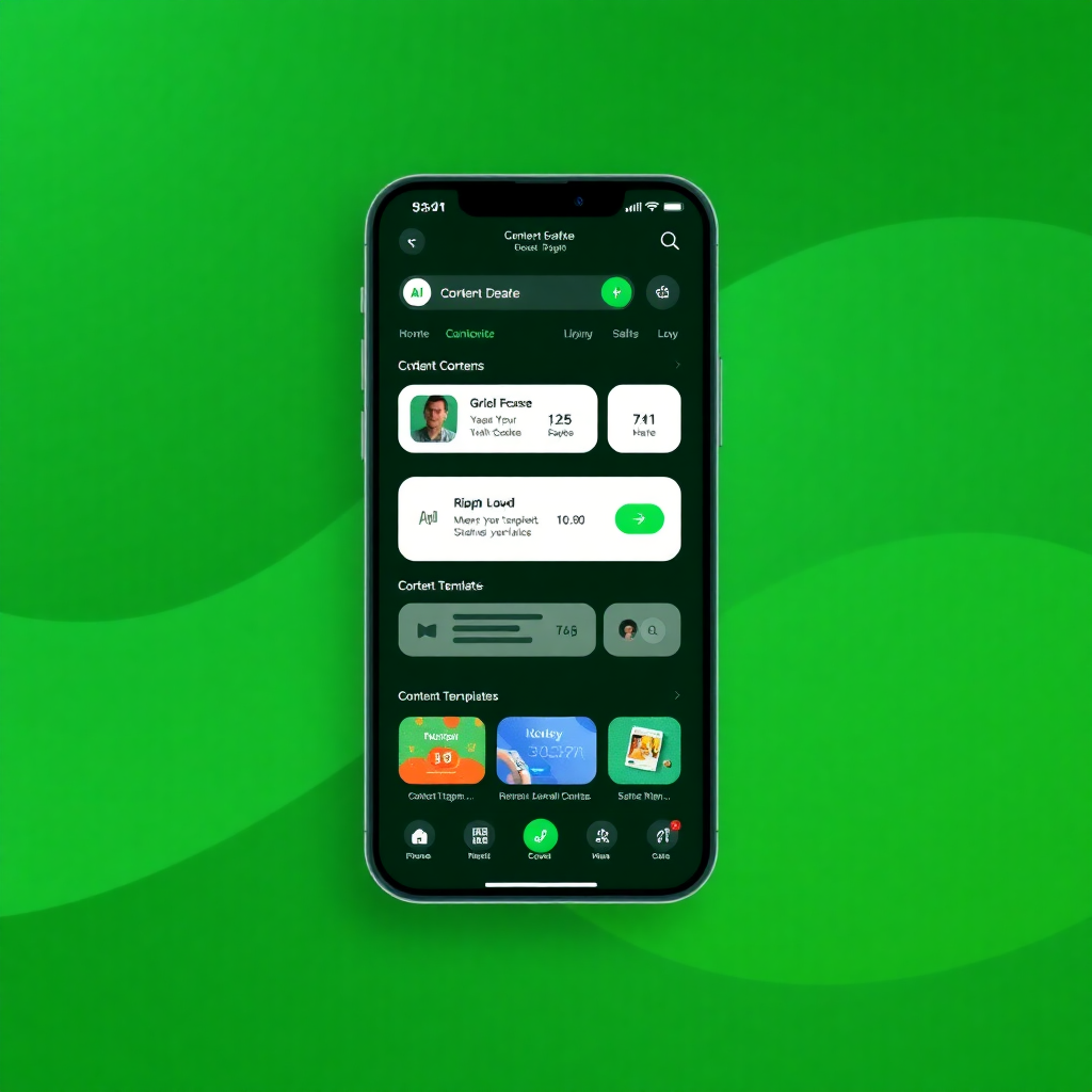 mobile ordering interface with menu and QR code scanning, mobile app design, green theme