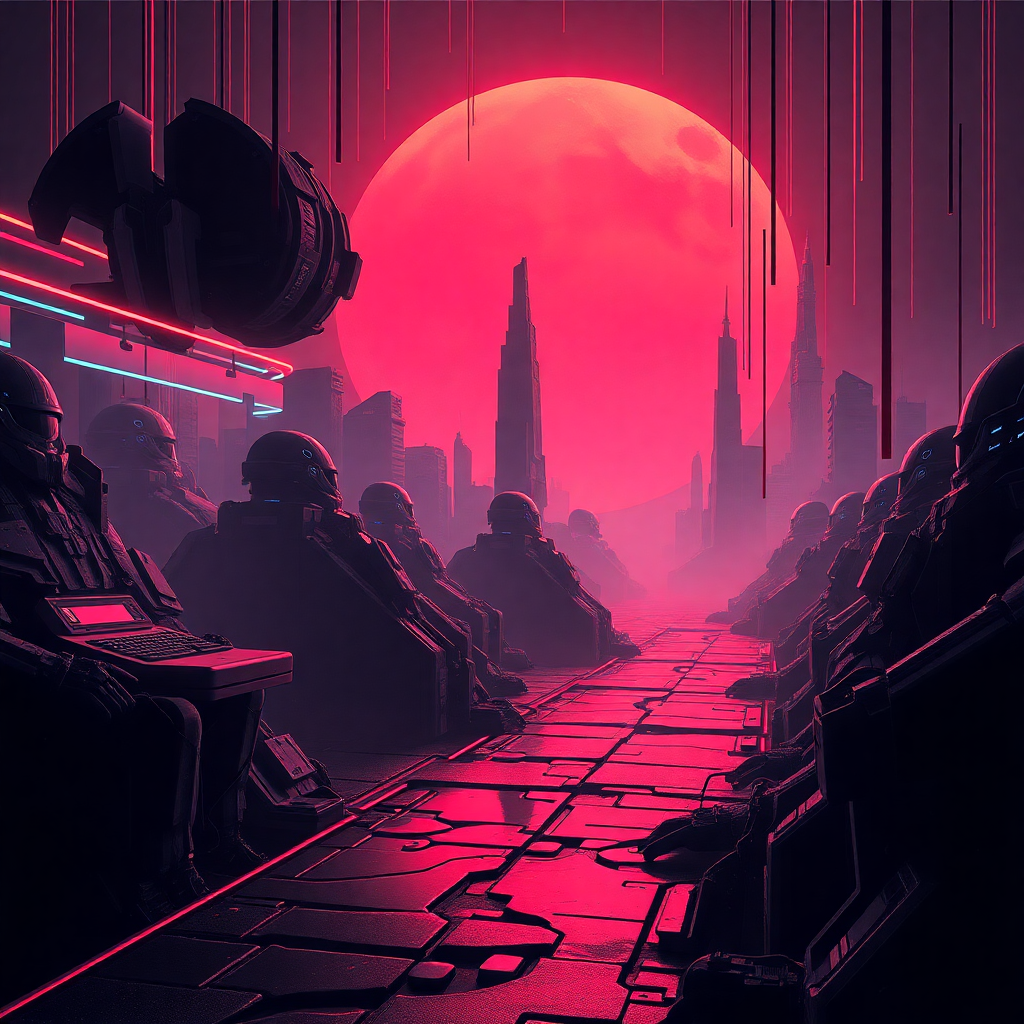 Futuristic dark synth album cover