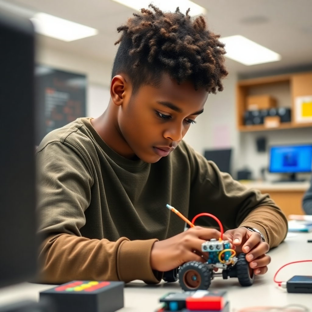 Student working on STEM project
