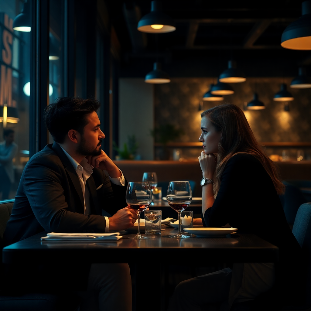 Couple looking disconnected