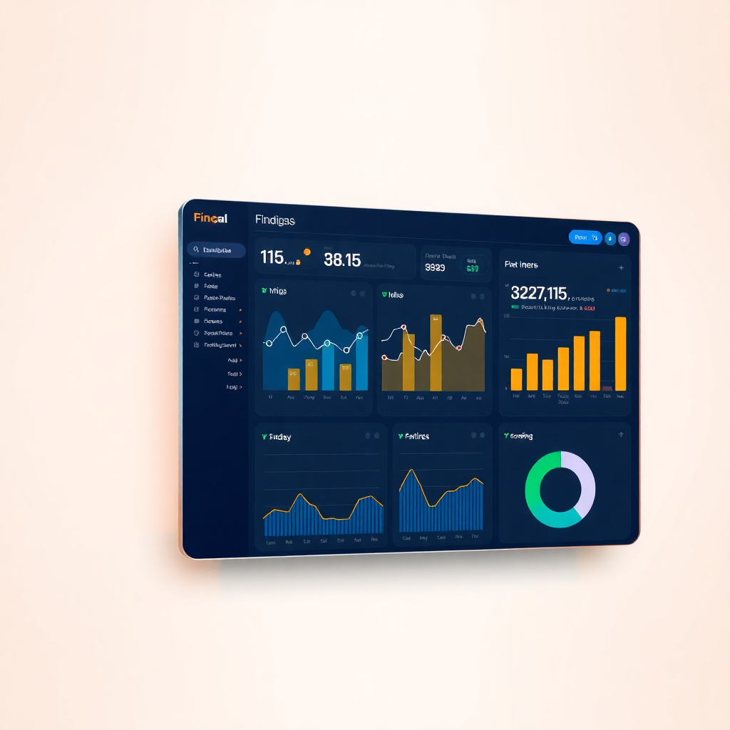 modern fintech AI dashboard with charts and financial data visualization