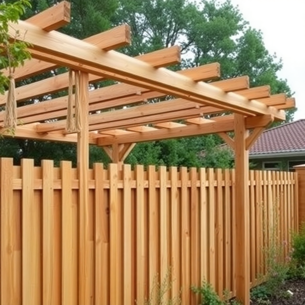 wooden pergola construction, garden fence, outdoor structures, professional craftsmanship photography