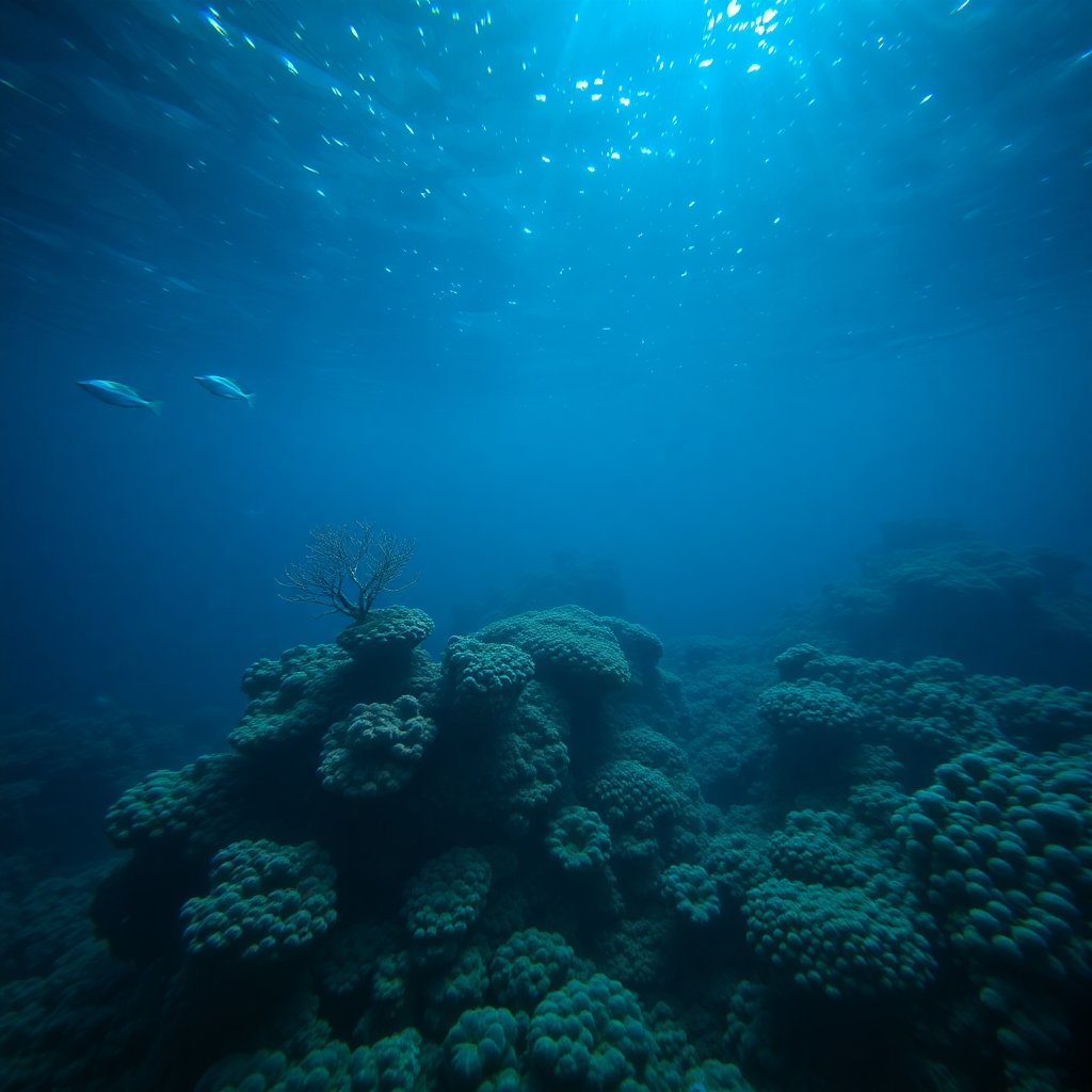 underwater coral reef bioluminescent cinematic