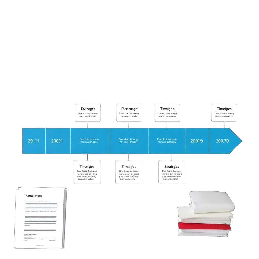 organized financial planning documents and timeline, strategic planning materials, professional organization without background