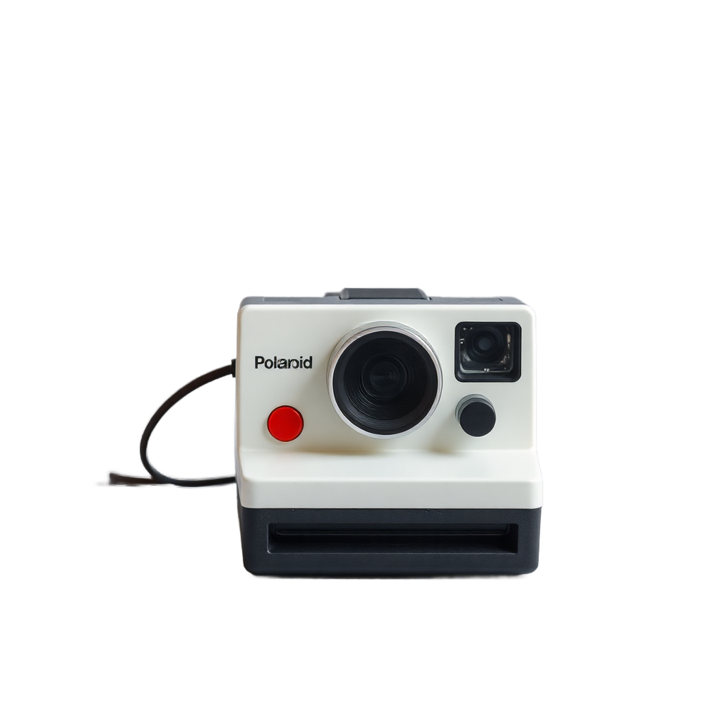 Polaroid camera on neutral background