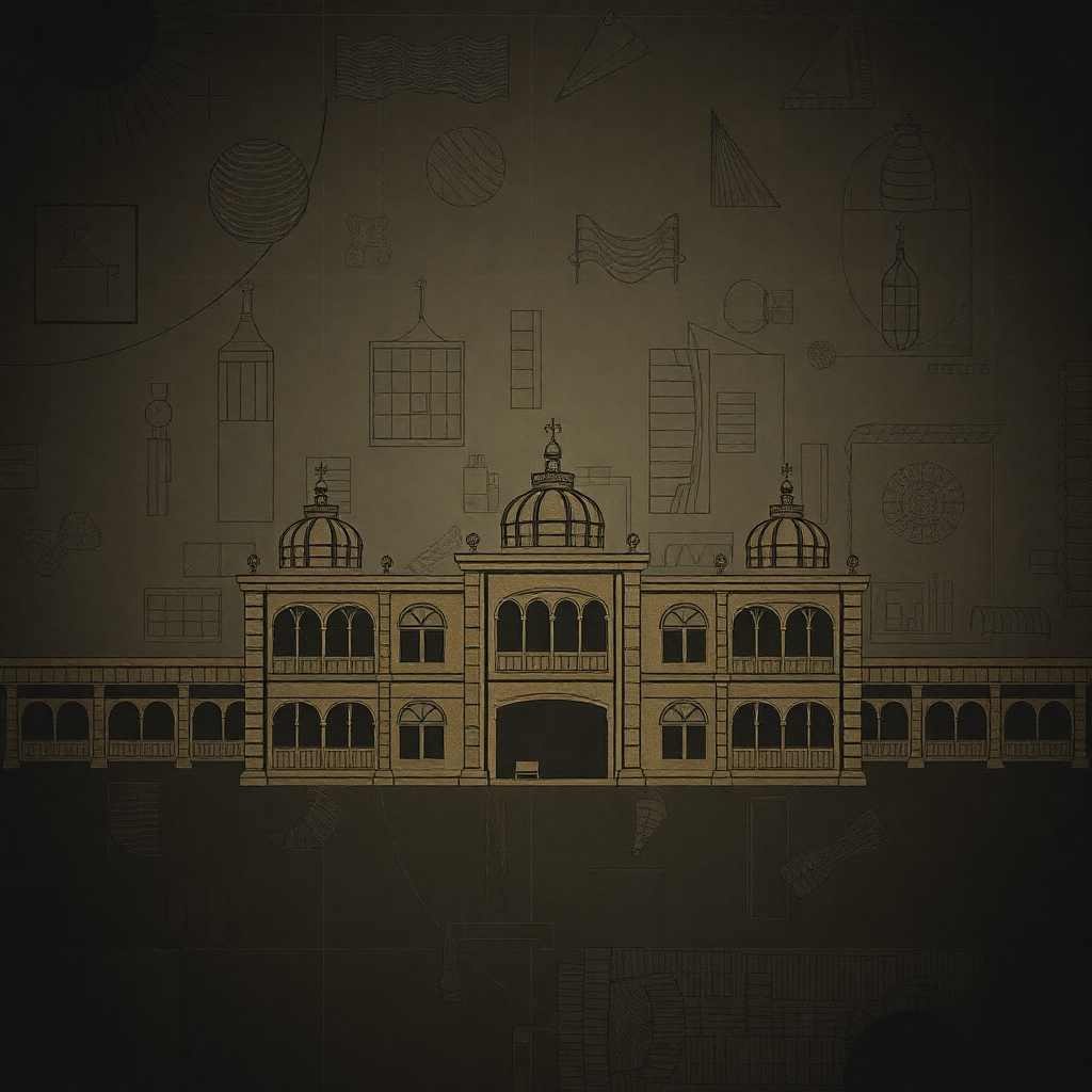 abstract architectural blueprints pattern dark background